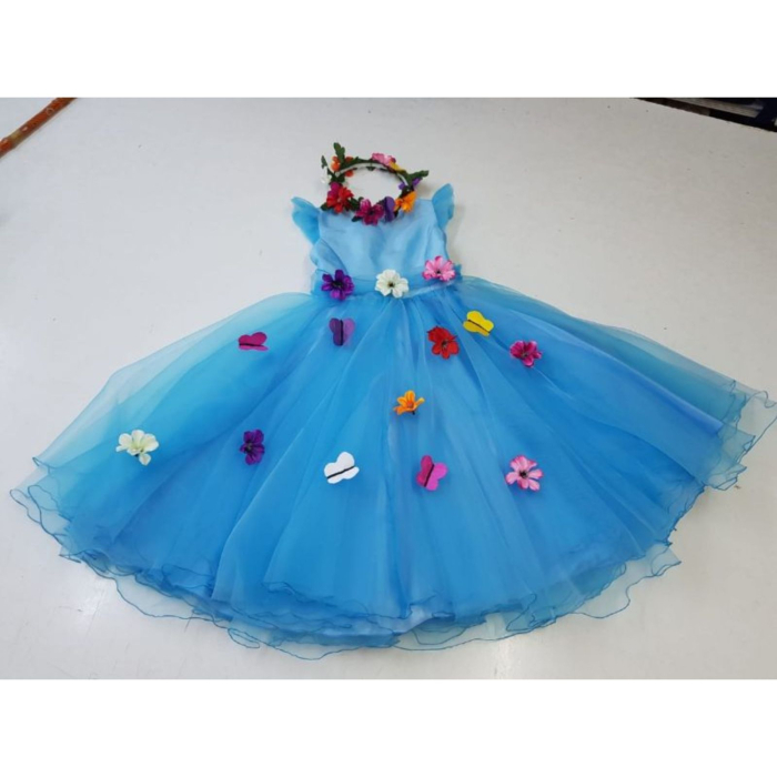 Rochita Printesa bleu cu flori si fluturasi [2]