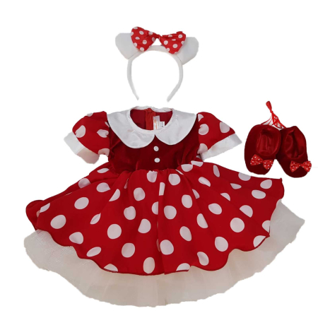 Rochita Minnie Mouse rosie cu bentita alba [3]