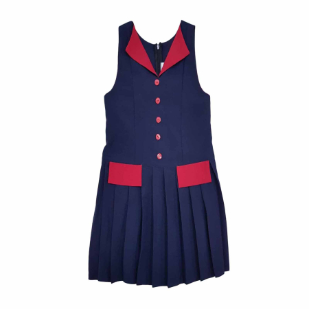 Uniforme - Sarafan bleumarin cu insert rosu