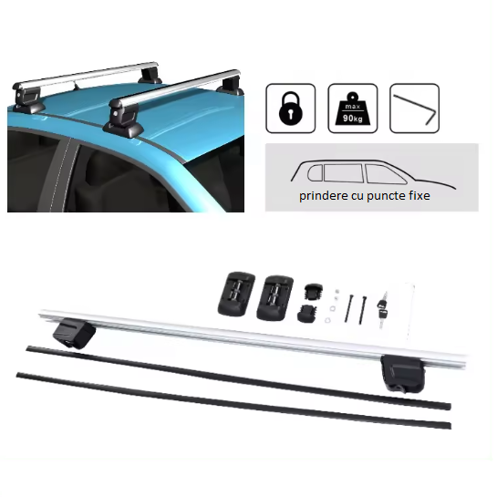 Set bare portbagaj cu cheie MERCEDES Clasa A W169 2004-2012 Hatchback (3/5 usi) - ALUMINIU - K90 - KVO 100988 [2]