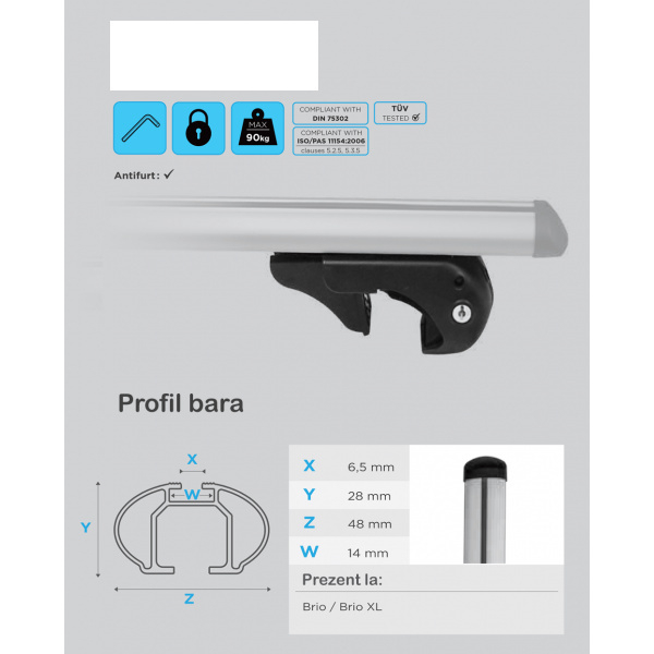 Set bare portbagaj cu cheie VW Caddy IV 2020-prezent - ALUMINIU - K100 - KVO 101437 [6]