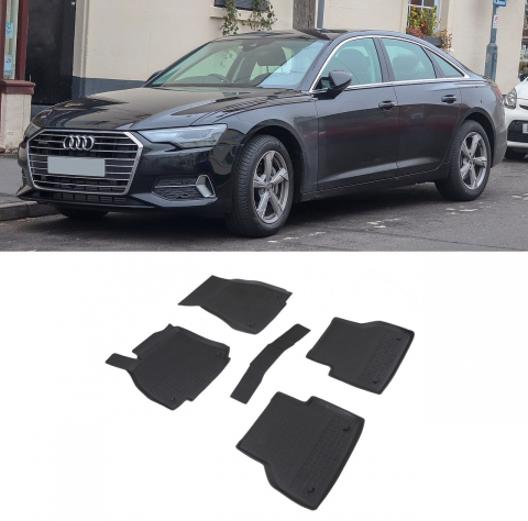 Covorase tip tavita bordura 3 cm - Covorase cauciuc tip tavita AUDI A6 C8 2018-prezent (5 bucati) (91659) - SEINTEX 100910