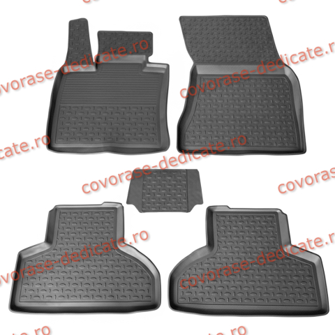 Covorase tip tavita bordura 3 cm - Covorase BMW X6 F16 2015-2020 (5 bucati) - tip tavita - SEINTEX - 100% cauciuc