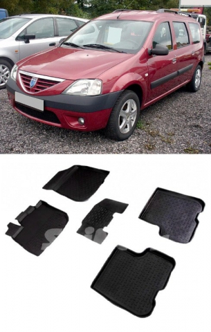 Covorase Auto - Covorase cauciuc tip tavita DACIA Logan MCV I 2006-2012 (5 bucati) (90154) - SEINTEX 100910