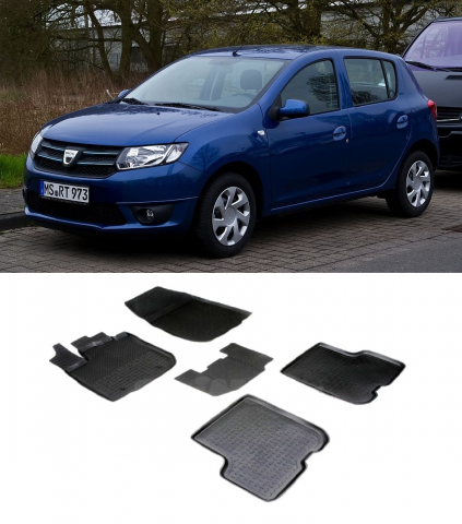 Covorase Auto - Covorase cauciuc tip tavita DACIA Sandero II 2012-2020 (5 bucati) (90154) - SEINTEX 100910