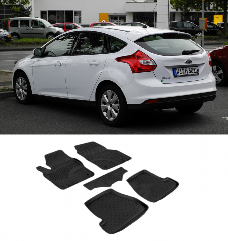 Covorase tip tavita bordura 3 cm - Covorase cauciuc tip tavita FORD Focus III 2010-2015 Pre-Facelift (5 bucati) (82454) - SEINTEX 100910