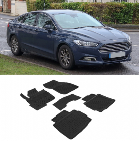Covorase tip tavita bordura 3 cm - Covorase cauciuc tip tavita FORD Mondeo MKV 2014-2022 (5 bucati) (86446) - SEINTEX 100910