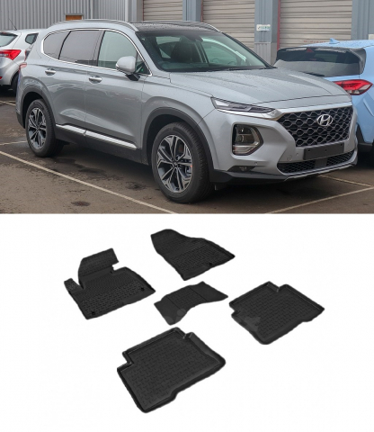 Covorase Auto - Covorase cauciuc tip tavita HYUNDAI Santa Fe IV 2018-2023 (5 bucati) (89821) - SEINTEX 100910