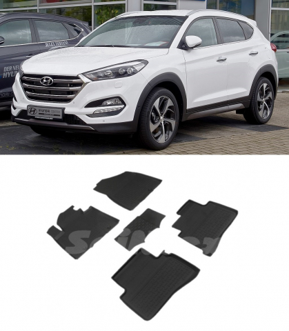 Covorase Auto - Covorase cauciuc tip tavita HYUNDAI Tucson III 2015-2020 (5 bucati) (90859) - SEINTEX 100910