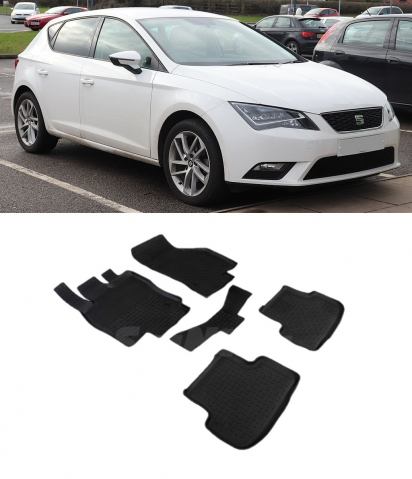 Covorase Auto - Covorase cauciuc tip tavita SEAT Leon III (5F) 2012-2020 (5 bucati) (84026) - SEINTEX 100910