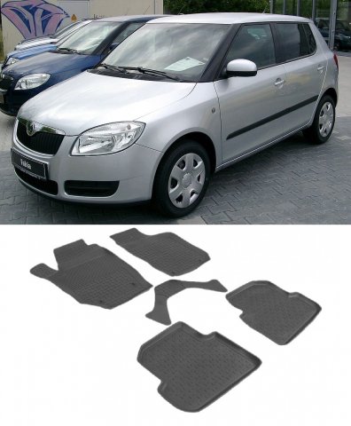 Covorase tip tavita bordura 3 cm - Covorase cauciuc tip tavita SKODA Fabia II 2007-2014 (5 bucati) (82564) - SEINTEX 100910