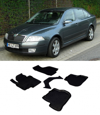 Covorase cauciuc tip tavita SKODA Octavia II 2004-2013 (5 bucati) (82293) - SEINTEX 100910