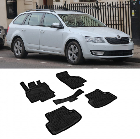 Covorase cauciuc tip tavita SKODA Octavia III 2013-2019 (5 bucati) (84907) - SEINTEX 100910