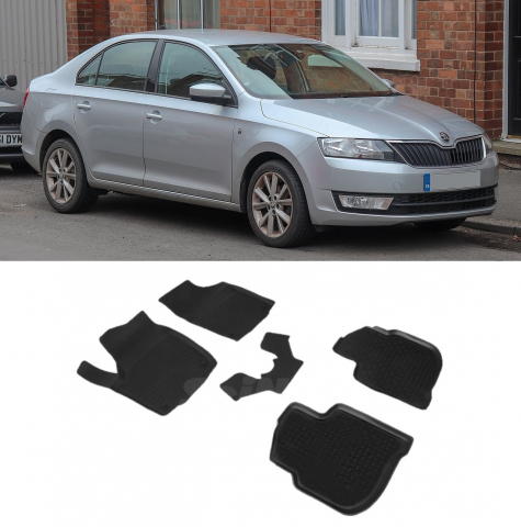 Covorase Auto - Covorase cauciuc tip tavita SKODA Rapid 2012-2019 (5 bucati) (85626) - SEINTEX 100910