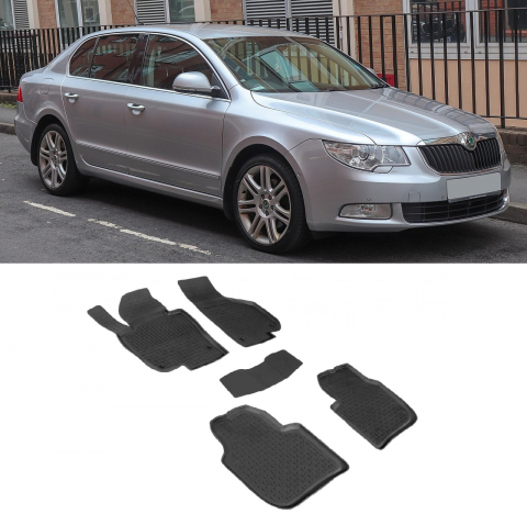 Covorase cauciuc tip tavita SKODA Superb II 2008-2015 (5 bucati) (85712) - SEINTEX 100910