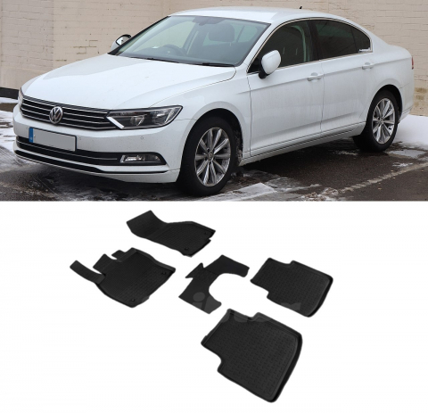 Covorase tip tavita bordura 3 cm - Covorase cauciuc tip tavita VW Passat B8 2015-2023 (5 bucati) (86544) - SEINTEX 100910