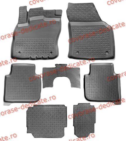 Covorase tip tavita bordura 3 cm - Covorase VW Tiguan Allspace 2016-prezent (7 bucati) - tip tavita - SEINTEX - 100% cauciuc
