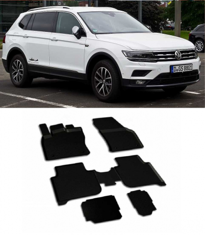 Covorase tip tavita bordura 3 cm - Covorase cauciuc tip tavita VW Tiguan Allspace 2016-prezent (5/7 locuri) (5 bucati) (88479) - SEINTEX 100910