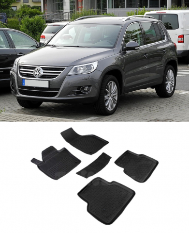 Covorase tip tavita bordura 3 cm - Covorase cauciuc tip tavita VW Tiguan I 2007-2016 (5 bucati) (82565) - SEINTEX 100910