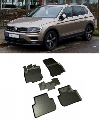 Covorase tip tavita bordura 3 cm - Covorase cauciuc tip tavita VW Tiguan II 2016-2024 (5 bucati) (87995) - SEINTEX 100910