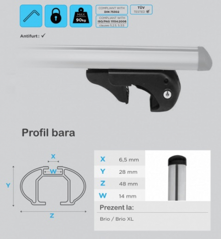 Set bare portbagaj cu cheie VW Touran II 2015-prezent - ALUMINIU - K100 - KVO 101437 [5]