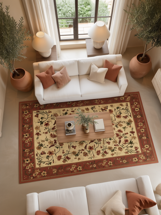 Covor Lotos 15075-150 Bej Caramiziu Design Clasic Oriental Floral Polipropilena Friese [2]