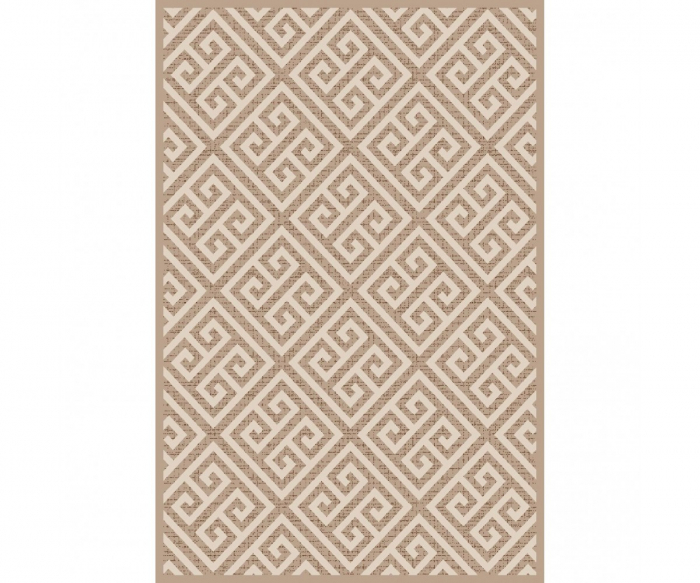 Covor Model Cappuccino 16063-10, Alb, Bej, Inaltime Fir 7 mm, Antialergic, Polipropilena, Living, Dormitor, Sufragerie, Birou [1]
