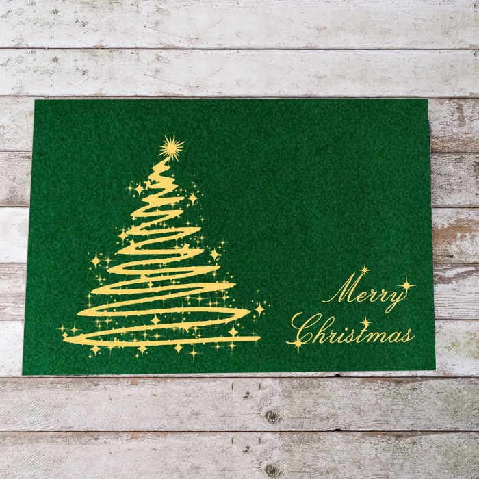 Covor Model Craciun 870004, Marime 40 x 60 cm, Verde, Inaltime Fir Țesătură plată, Antialergic, Polipropilena, Intrare [3]