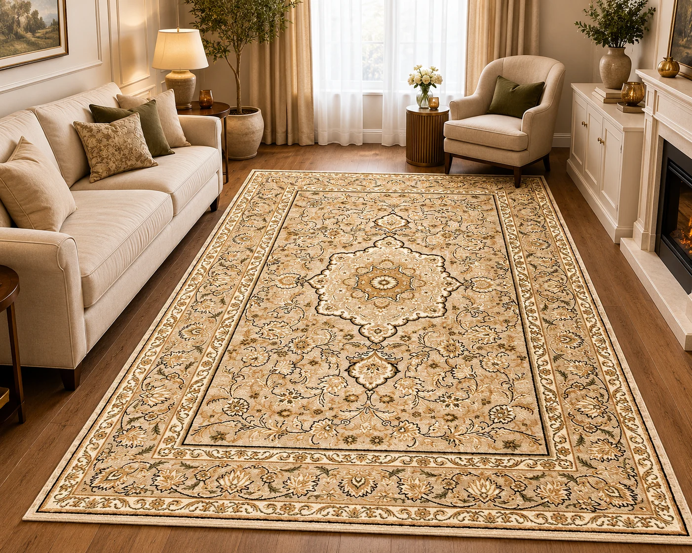 Covor Lotos 15090-110 Crem-Bej Design Clasic Oriental Medalion Polipropilena Friese [3]