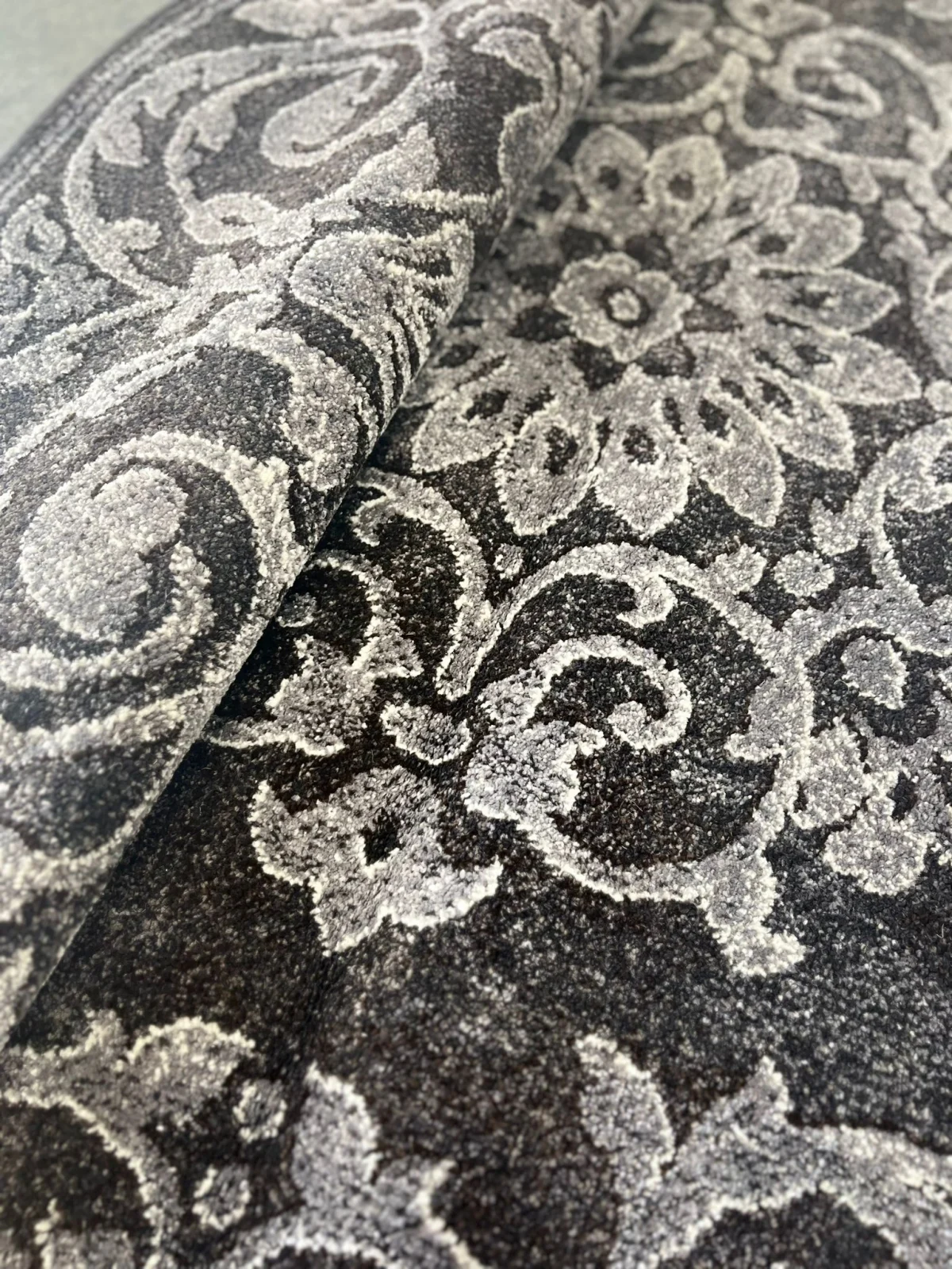 Covor oval Model Mira 24016-196, Gri, Inaltime Fir 6 mm, Antialergic, Polipropilena, Living, Dormitor, Sufragerie, Birou [9]