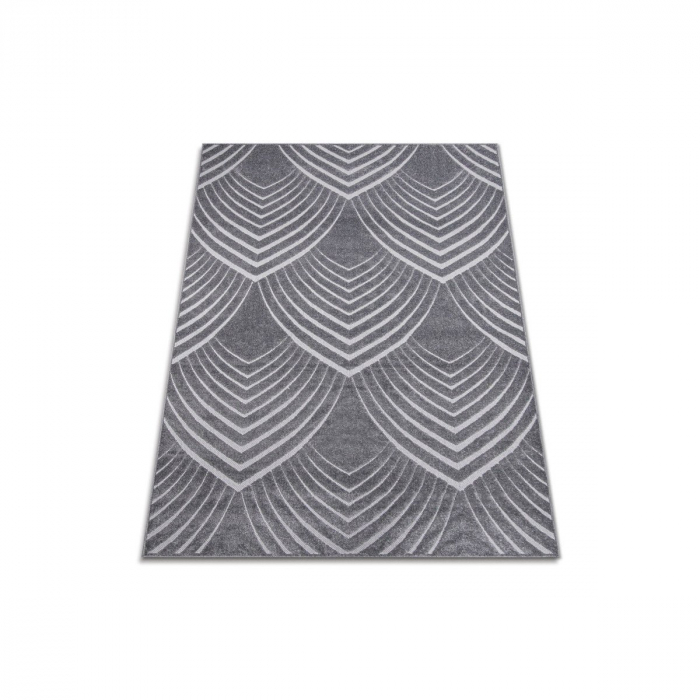 Covor Model Oksi 38009‑608, Gri, Inaltime Fir 6 mm, Antialergic, Polipropilena, Living, Dormitor, Sufragerie, Birou [5]