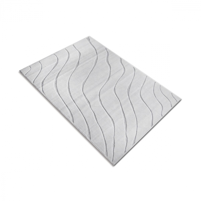 Covor Model Oksi 38012‑100, Alb, Inaltime Fir 6.5 mm, Antialergic, Polipropilena, Living, Dormitor, Sufragerie, Birou [6]