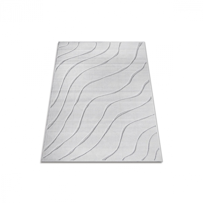Covor Model Oksi 38012‑100, Alb, Inaltime Fir 6.5 mm, Antialergic, Polipropilena, Living, Dormitor, Sufragerie, Birou [4]