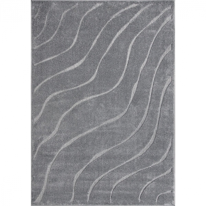 Covor Model Oksi 38012‑608, Gri, Inaltime Fir 6.5 mm, Antialergic, Polipropilena, Living, Dormitor, Sufragerie, Birou [1]