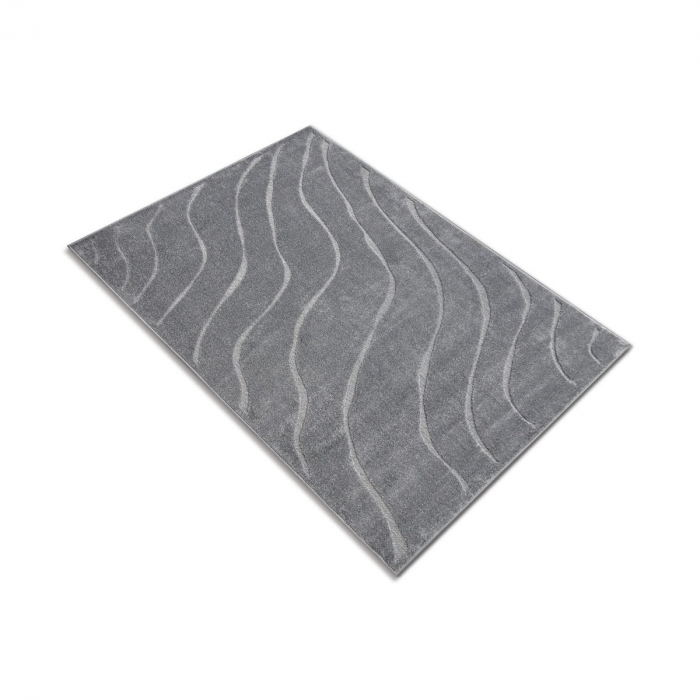 Covor Model Oksi 38012‑608, Gri, Inaltime Fir 6.5 mm, Antialergic, Polipropilena, Living, Dormitor, Sufragerie, Birou [3]