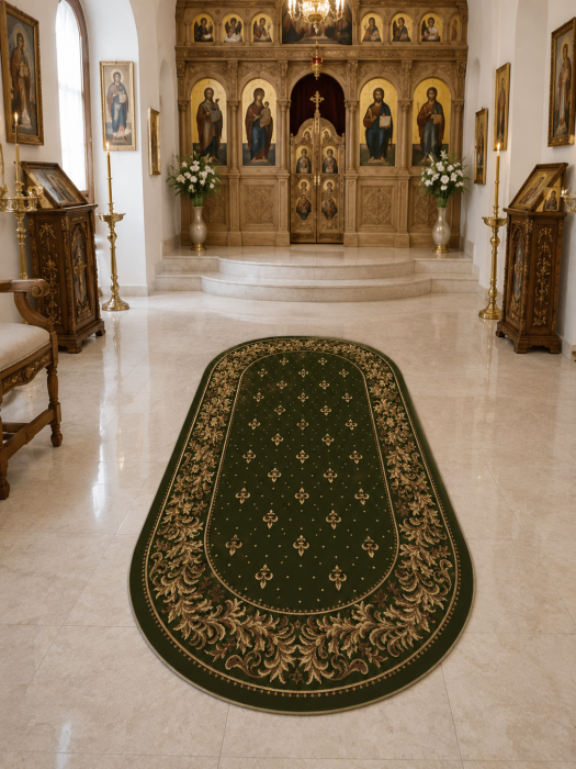 Covor oval bisericesc Lotos 15033-310 verde design crini imperiali [2]