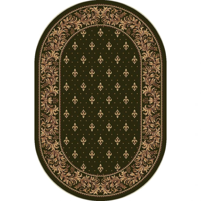 Covor Oval Model Bisericesc Lotos 15033-310, Verde, Inaltime Fir 9 mm, Antialergic, Polipropilena, Manastire, Biserica, Altar, Naos, Pronaos, Capela, Chilie, Hol, Birou [1]