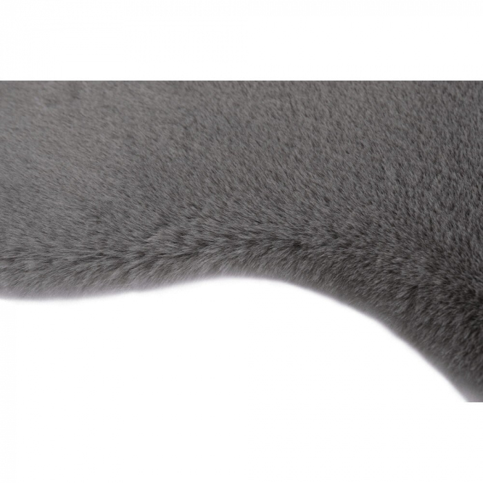 Covor Premium Belgian Model LOP 070 Shapes, Imitatie Blana Iepure, Gri, Marime 50 x 80 cm, Lungime Fir 23 mm, Poliester, Antialergic, Living, Dormitor, Sufragerie, Birou [4]
