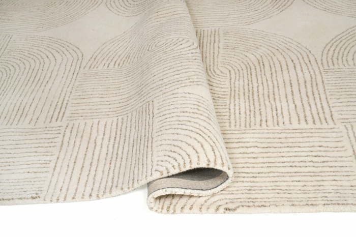 Covor Premium Handmade, India, Model DYWAN ORNATE BEIGE, Crem, Lana, Lucrat Manual, Living, Dormitor, Sufragerie, Birou [3]