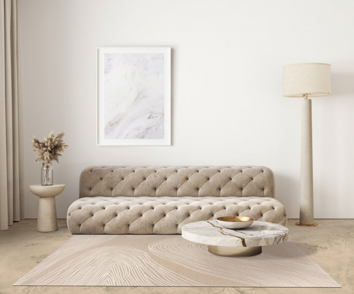 Covor Premium Model DYWAN ETNA BEIGE, Bej, Tesatura Plata, Poliester, Bumbac, Antiderapant, Antialergic, Living, Dormitor, Sufragerie, Birou [2]