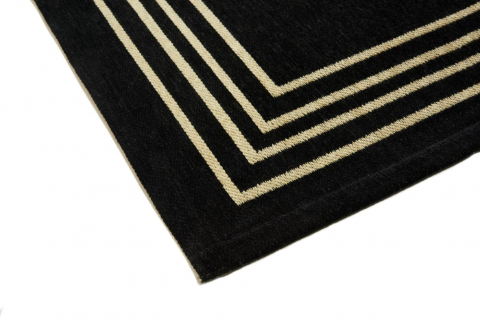 Covor Premium Model DYWAN ROYAL BLACK, Negru, Bej, Tesatura Plata, Poliester, Bumbac, Antiderapant, Antialergic, Living, Dormitor, Sufragerie, Birou [5]