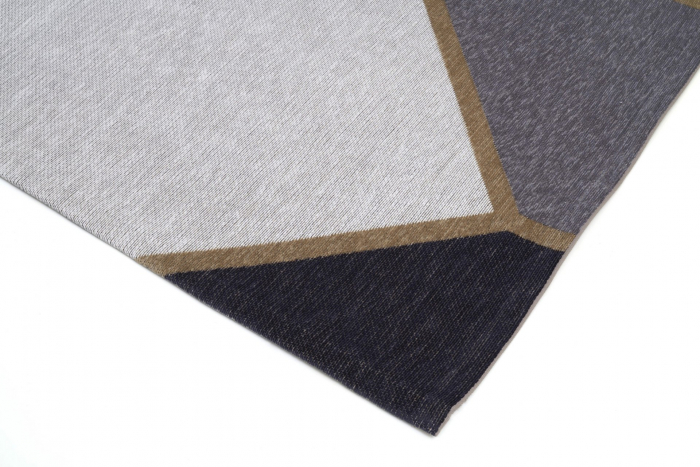 Covor Premium Model DYWAN GATSBY DARK BLUE, Gri, Bleumarin, Bej, Tesatura Plata, Poliester, Bumbac, Antiderapant, Antialergic, Living, Dormitor, Sufragerie, Birou [5]