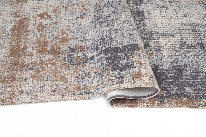 Covor Premium Model DYWAN RUSTIC BEIGE, Gri, Bej, Maro, Tesatura Plata, Poliester, Bumbac, Antiderapant, Antialergic, Living, Dormitor, Sufragerie, Birou [3]