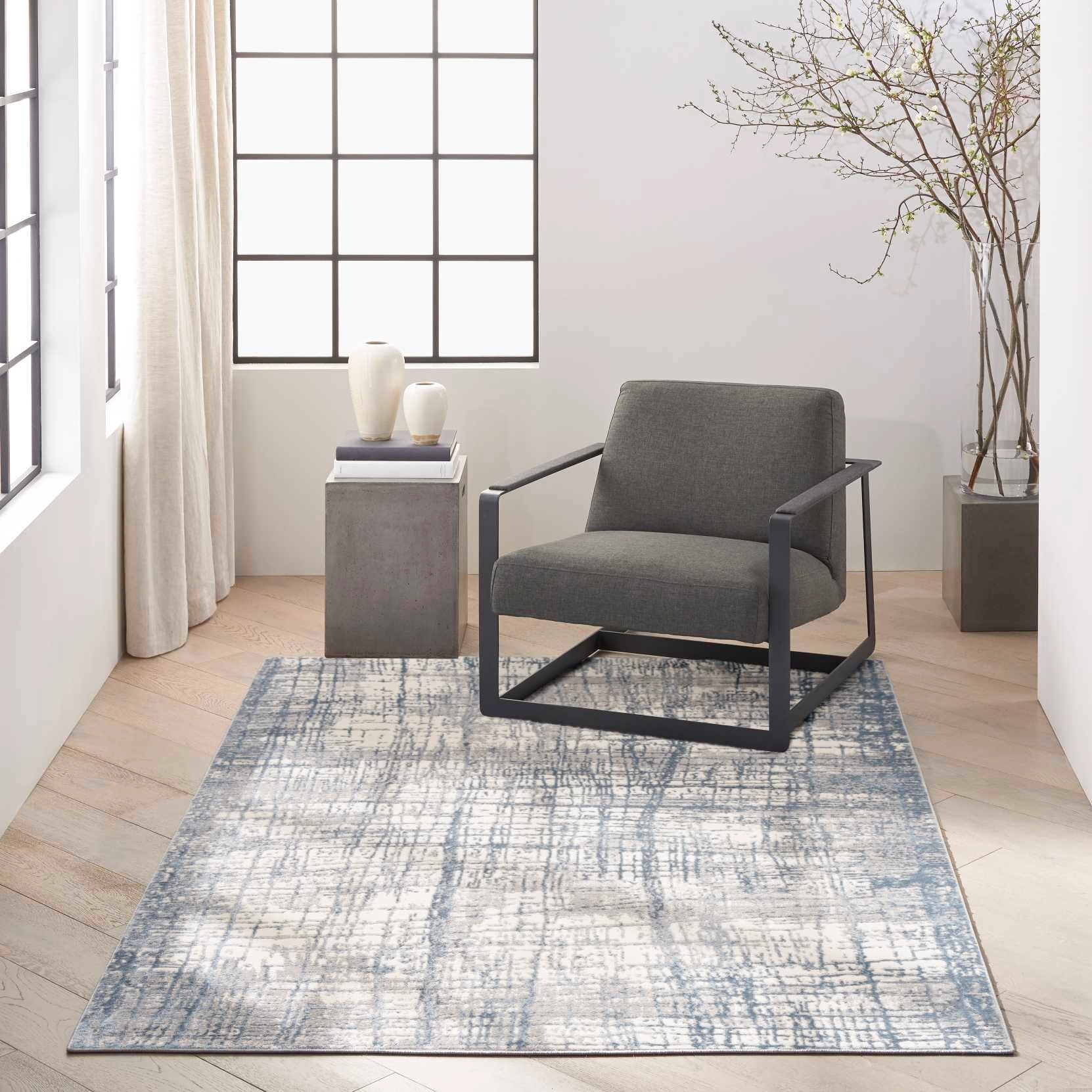Covor Model Calvin Klein CK950, Crem, Albastru, Modern, Ideal pentru Living, Dormitor, Birou, Sufragerie [2]