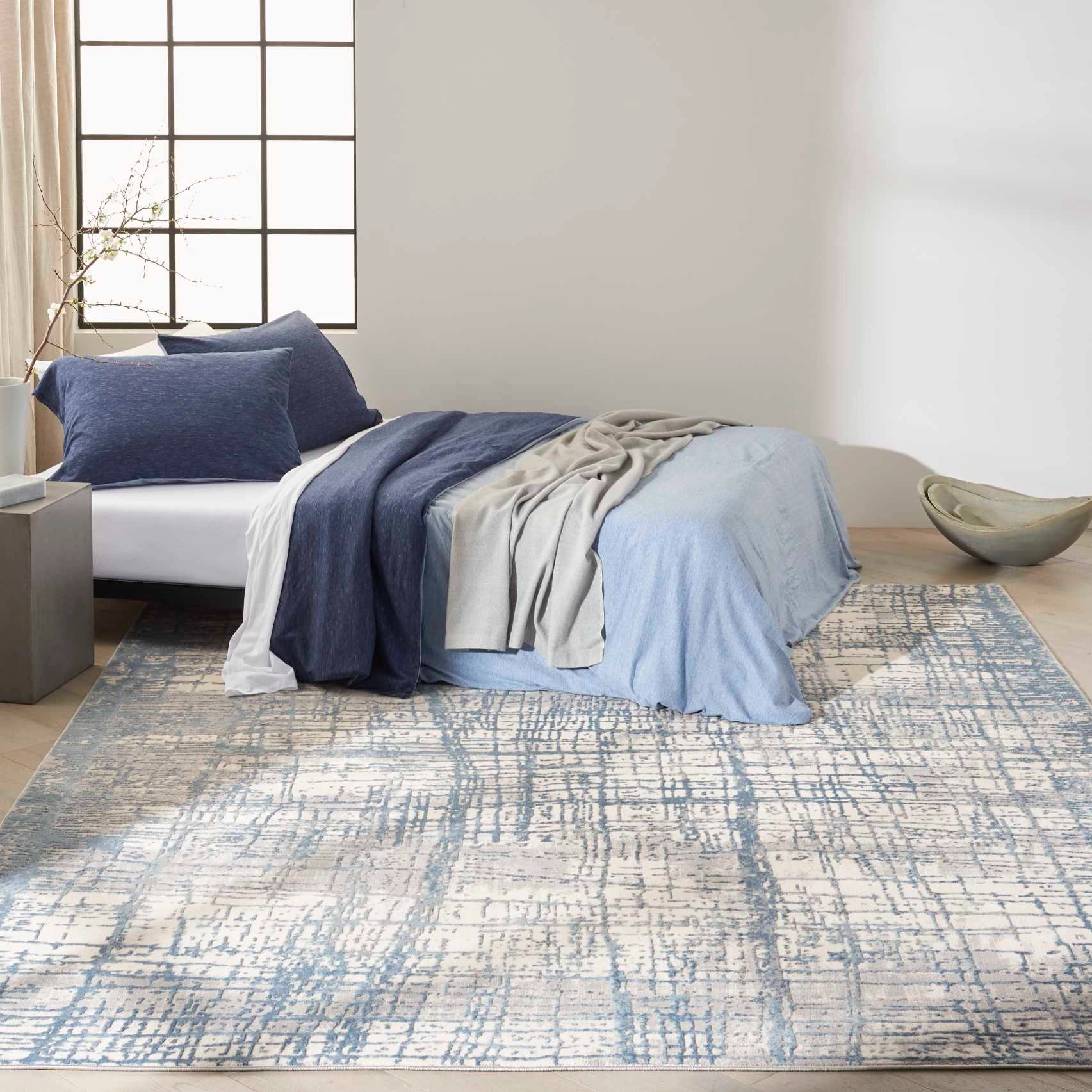 Covor Model Calvin Klein CK950, Crem, Albastru, Modern, Ideal pentru Living, Dormitor, Birou, Sufragerie [5]