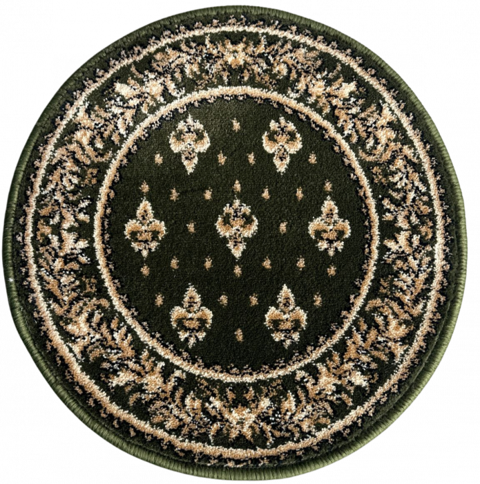 Covor Rotund Model Bisericesc Lotos 15033-310, Crini Imperiali, Verde, Inaltime Fir 8 mm, Antialergic, Polipropilena, Manastire, Biserica, Altar, Naos, Pronaos, Capela [5]