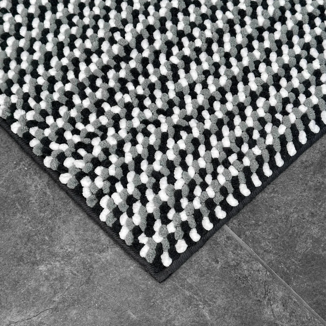 Covoraș de Baie Antiderapant Melody, Gri, Negru și Alb, Microfibră de Poliester, Grosime Totală 10 mm [3]