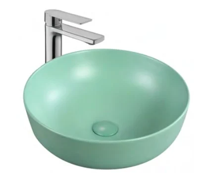 Lavoar pe Blat, Rotund, Verde, Menta, Ceramica, Colectia Art Basin, Model LX-7175, Dimensiune 415 x 415 x 135 mm [1]