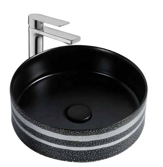 Lavoar pe Blat, Rotund, Negru, Ceramica, Colectia Art Basin, Model LX-7330, Dimensiune 360 x 360 x 135 mm [1]
