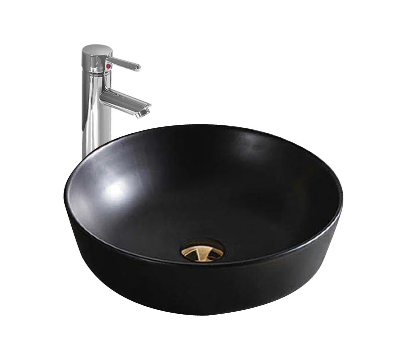 Lavoar pe Blat, Rotund, Negru, Ceramica, Colectia Art Basin, Model LX-7139, Dimensiune 420 x 420 x 140 mm [1]